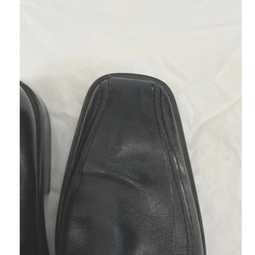 Good Stacy Adams Mens Loafers 10 Slip On Black Leather Square Toe 24199-01